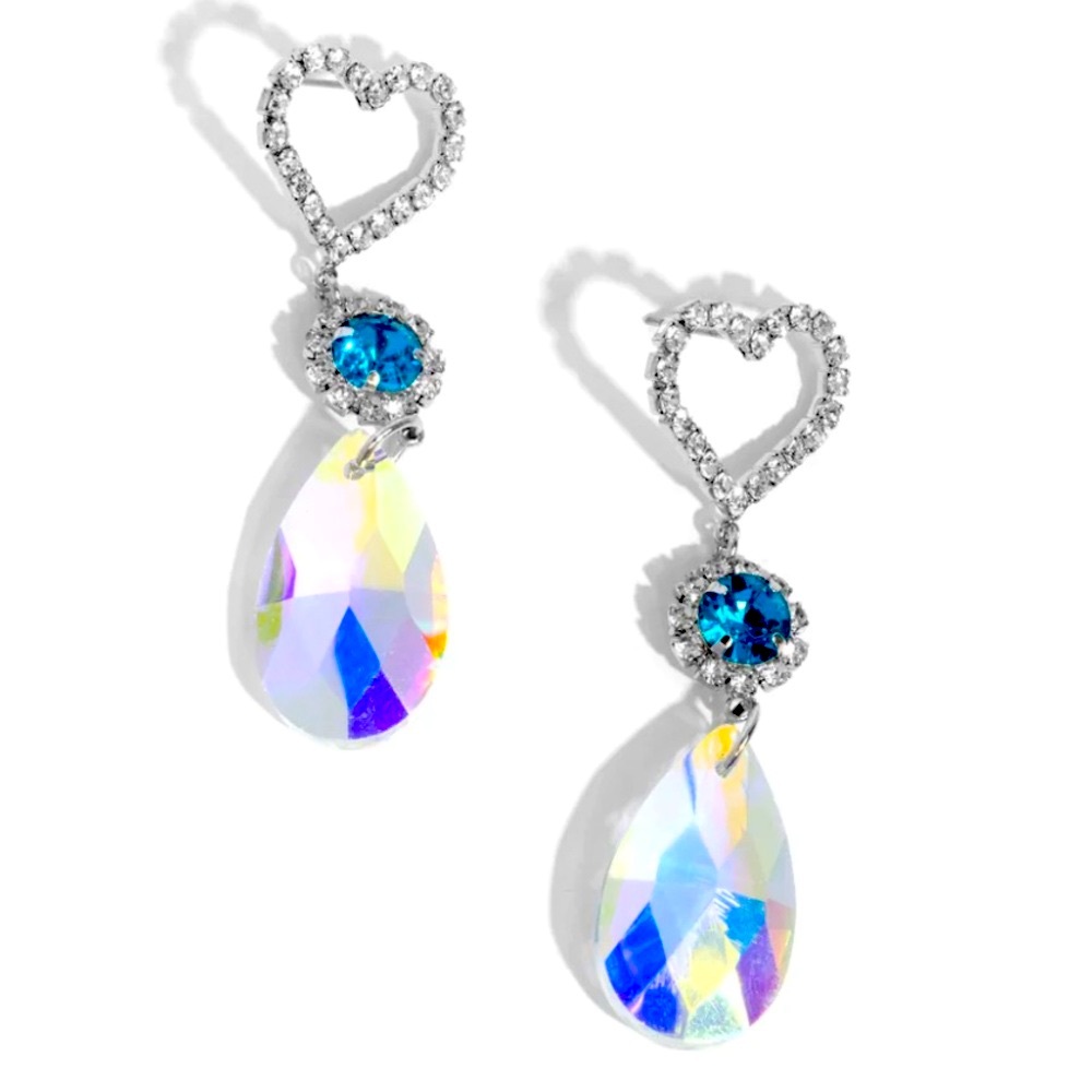 🩵💎🩵 “FACETED FRENZY” BLUE IRIDESCENT GEM EARRINGS ~ PAPARAZZI❗️🩵💎🩵 - Picture 2 of 3